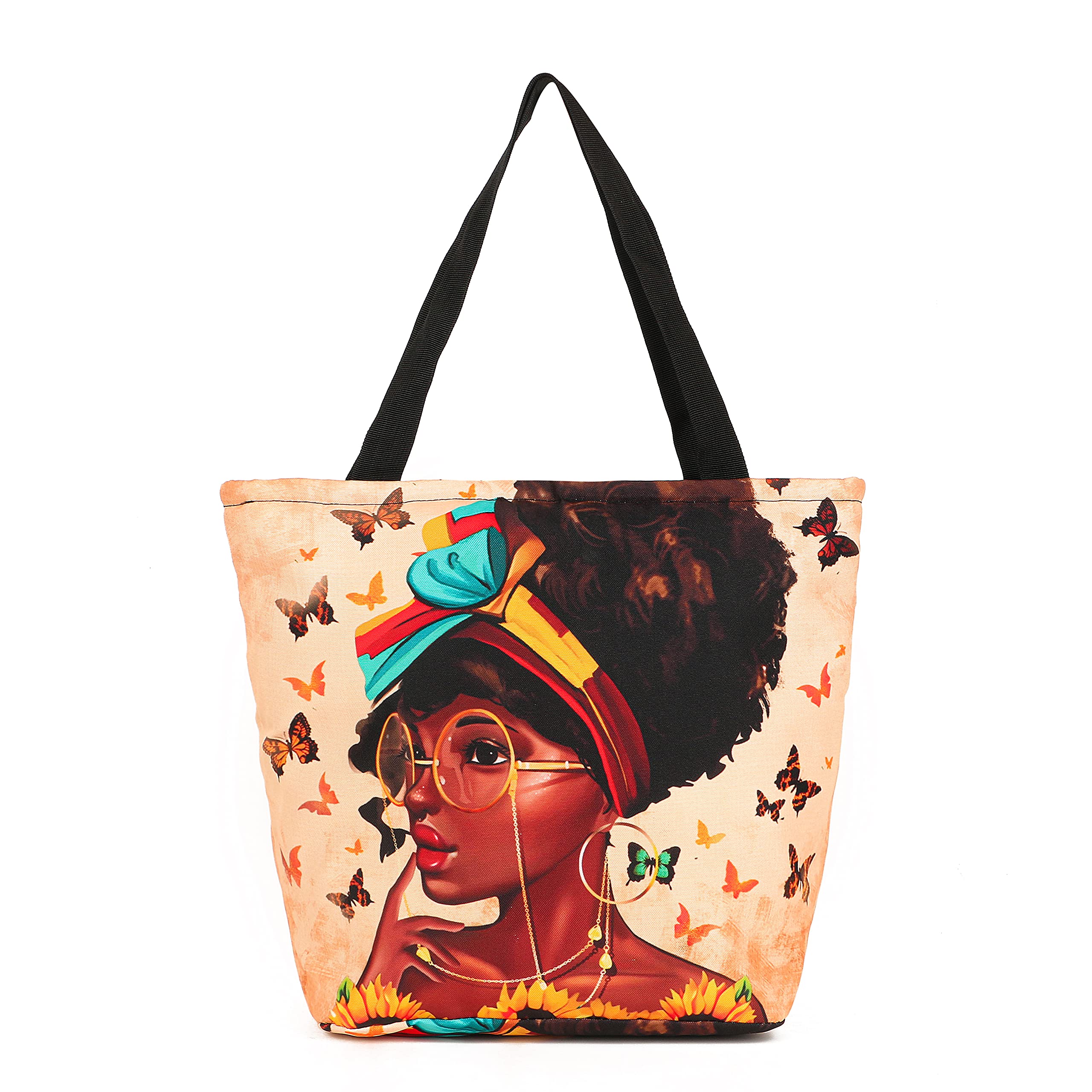 Stylish African American Women's Tote Bag - Large Fashion Handbag with Zipper for Beach, Shopping, School, Work & Travel - Perfect Business Gift & Everyday Carryall for Professional Women