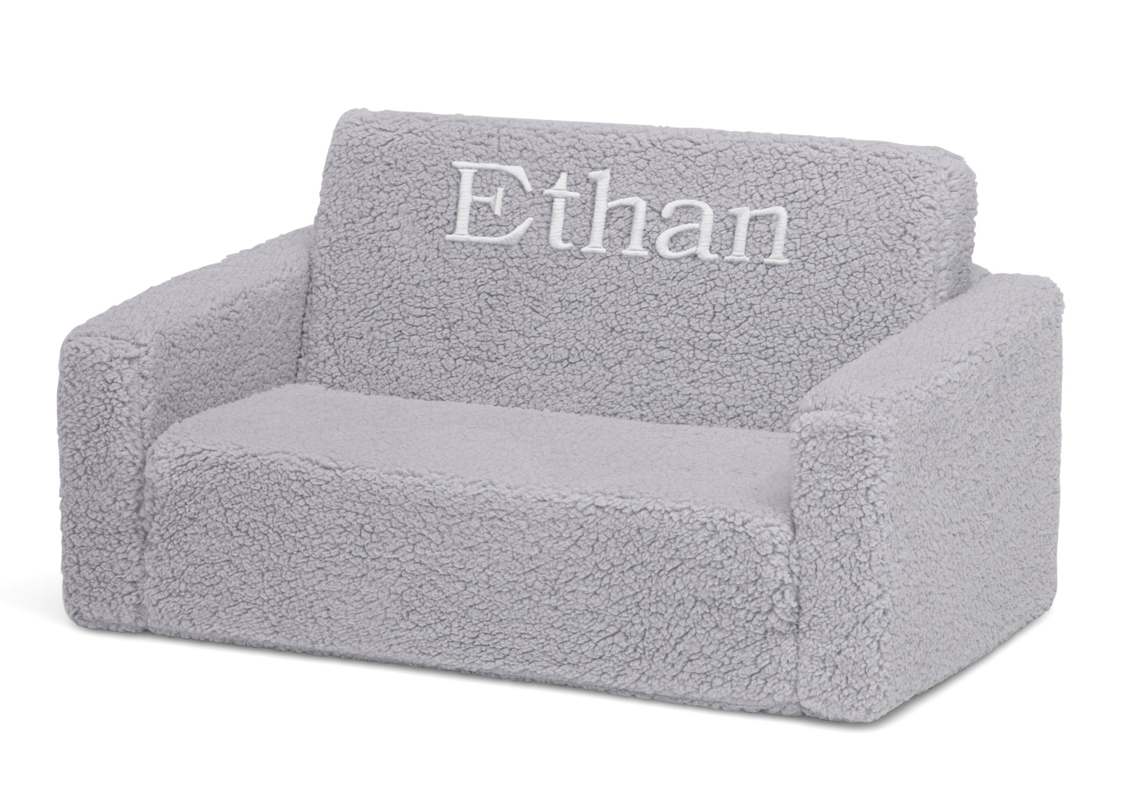 Personalized Cozee Flip Out Sherpa 2-in-1 Convertible Sofa to Lounger for Kids - Soft & Comfy Children's Furniture for Playroom, Bedroom or Nursery