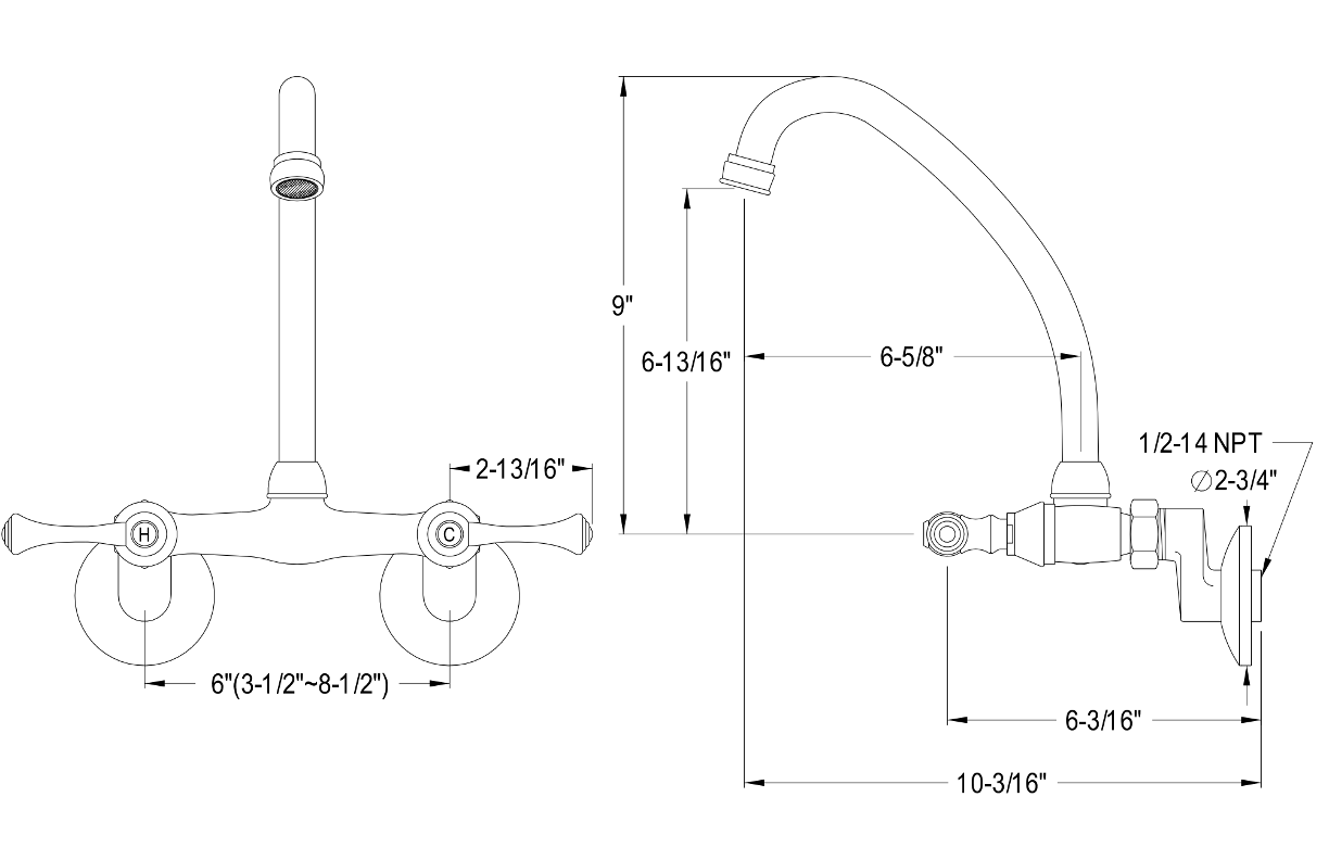 Stainless Steel Lever Handle Wall Mount Kitchen Faucet with Adjustable Centers - Perfect for Modern Farmhouse, RV, and Tiny Home Sinks