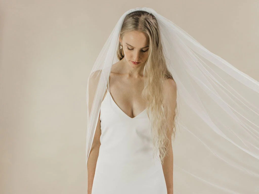 Elegant Snapdragon Single Tier Chapel Length Wedding Veil by Rainbow Club - Perfect for Bridal Ceremonies, Photos & Romantic Occasions
