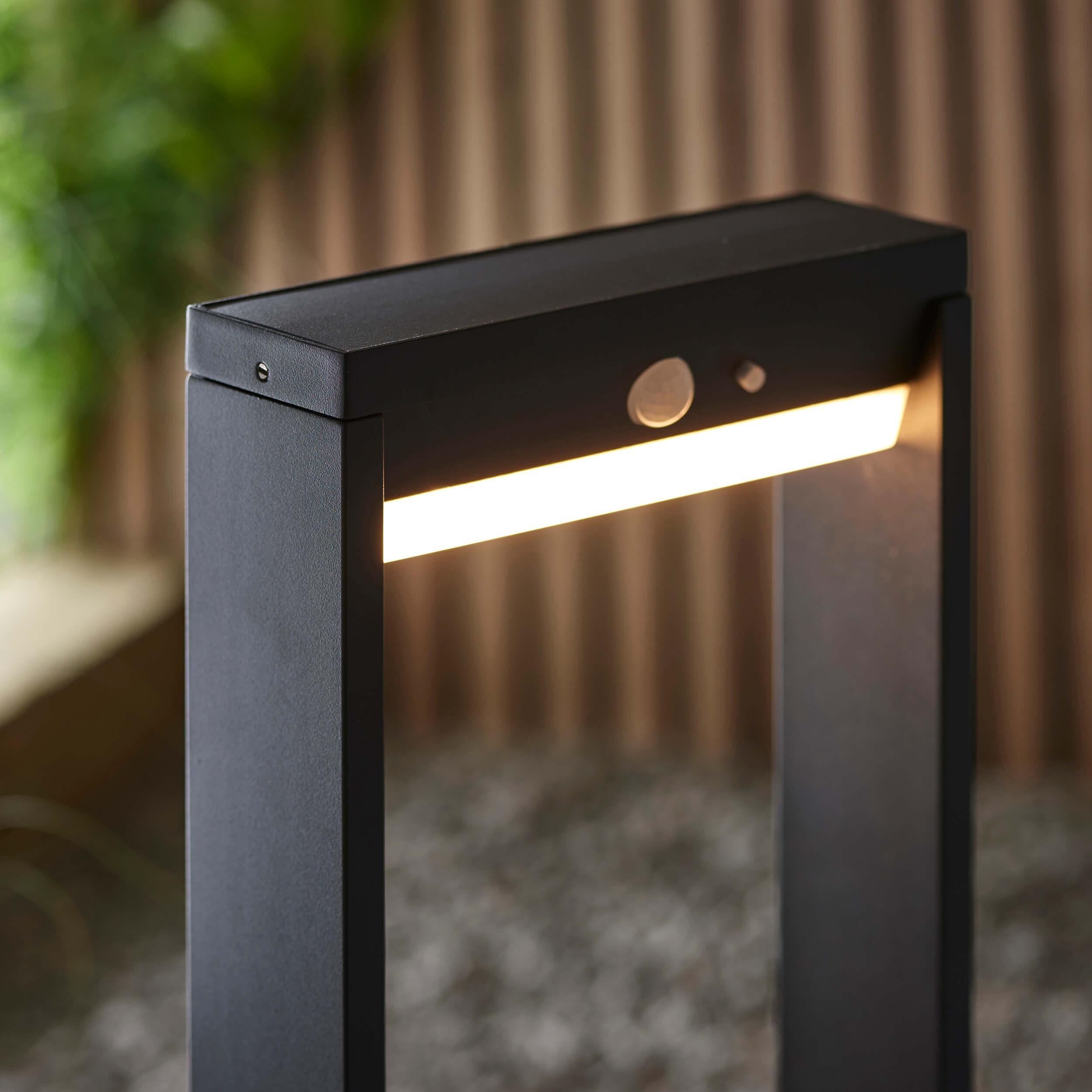 Dannah 1 Light Solar Powered Black Outdoor Lamppost with Motion Sensor PIR - Perfect for Garden, Pathway, Driveway and Patio Lighting