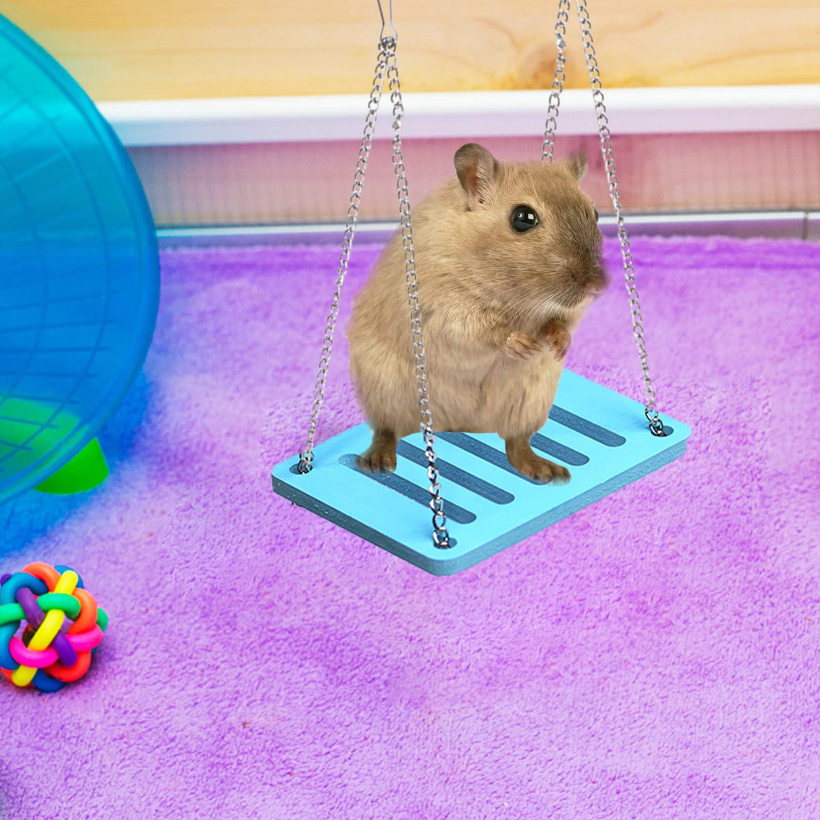 POPETPOP 4 Pack Small Animal Chew Toys - Springboard Climbing Platform for Guinea Pigs, Ferrets, Parrots, Cockatiels, Hamsters & Chinchillas | Durable Plastic Pet Accessories for Chewing & Playtime Fun