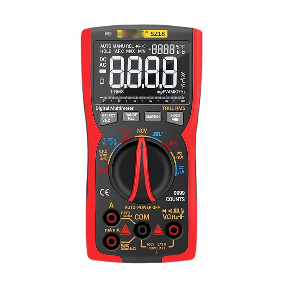 Professional Digital Multimeter - True RMS Auto-Ranging Multimeter with Transistor & Capacitor Tester for Electrical Testing, DIY Projects, Home & Automotive Repairs