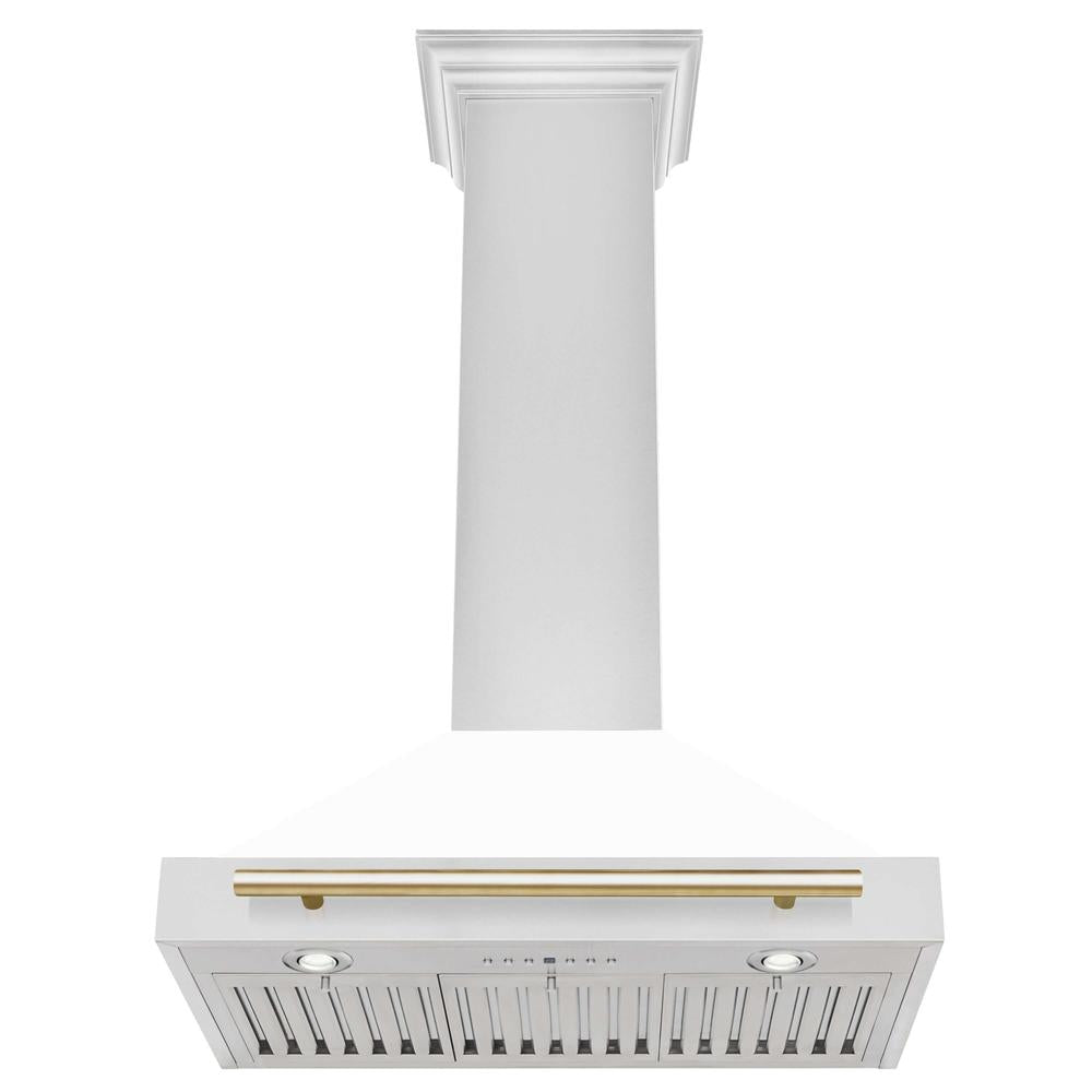 ZLINE KB4STZ WM30 30-Inch Convertible Stainless Steel Range Hood - White Matte Shell with Modern Accents | Powerful Kitchen Ventilation for Gas Stoves & Cooking Areas | Perfect for Home Chefs & Modern Kitchens