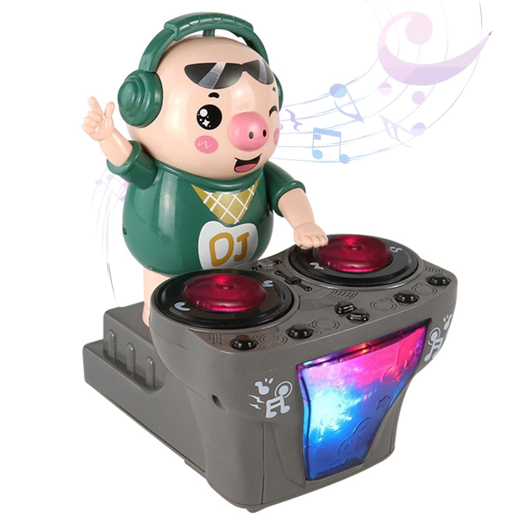 LED Light Up Musical Dancing Pig Toy with 3 Songs - Swinging & Bouncing DJ Pig for Babies & Kids - Perfect Christmas Gift for Toddlers (Great for Birthday Parties, Nursery Decor & Sensory Play)