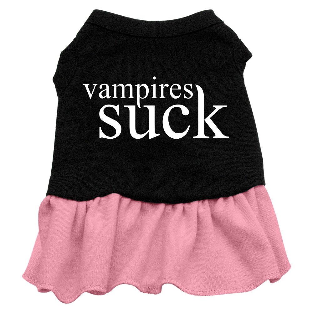 Mirage Pet Products 20-Inch Vampires Suck Screen Print Dog Dress - 3X-Large Black with Pink - Halloween Costume for Large Dogs, Pet Party Outfit