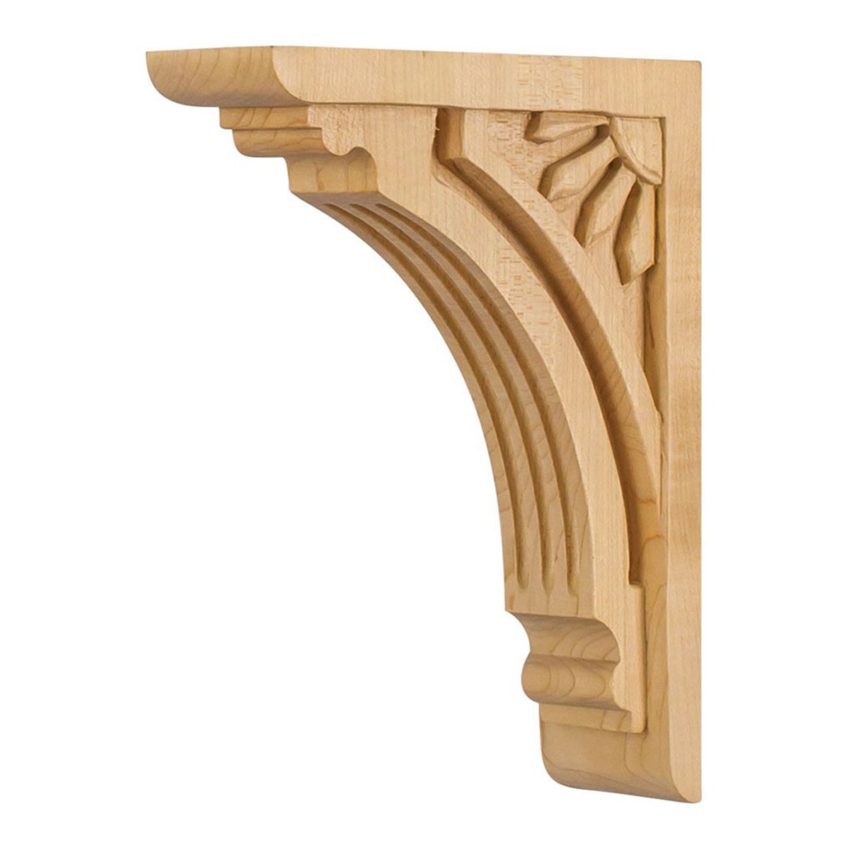 Hardware Resources Alder Art Deco Corbel - Decorative Wood Bracket for Home & Furniture - Perfect for Shelves, Cabinets, and Interior Design