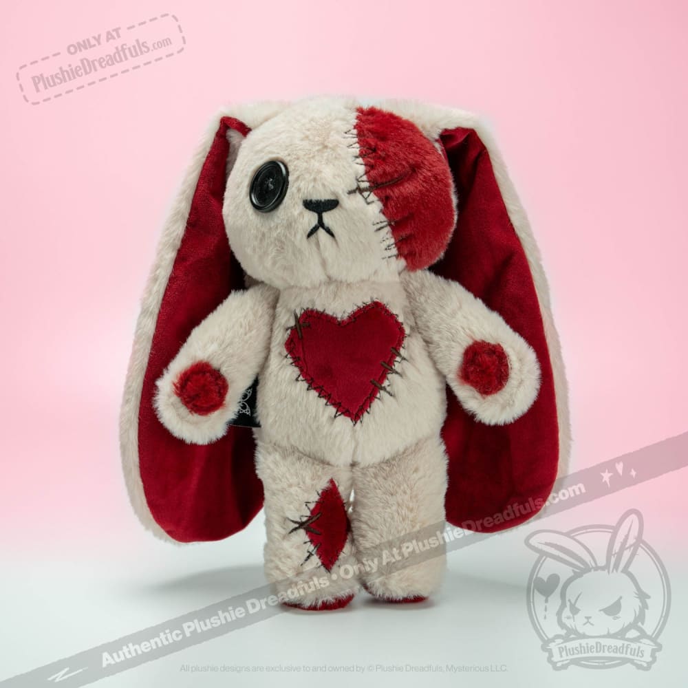 Plushie Dreadfuls Love Rabbit Stuffed Animal - Soft Cuddly Bunny Plush Toy for Kids, Valentine's Gift, Anxiety Relief & Bedroom Decor