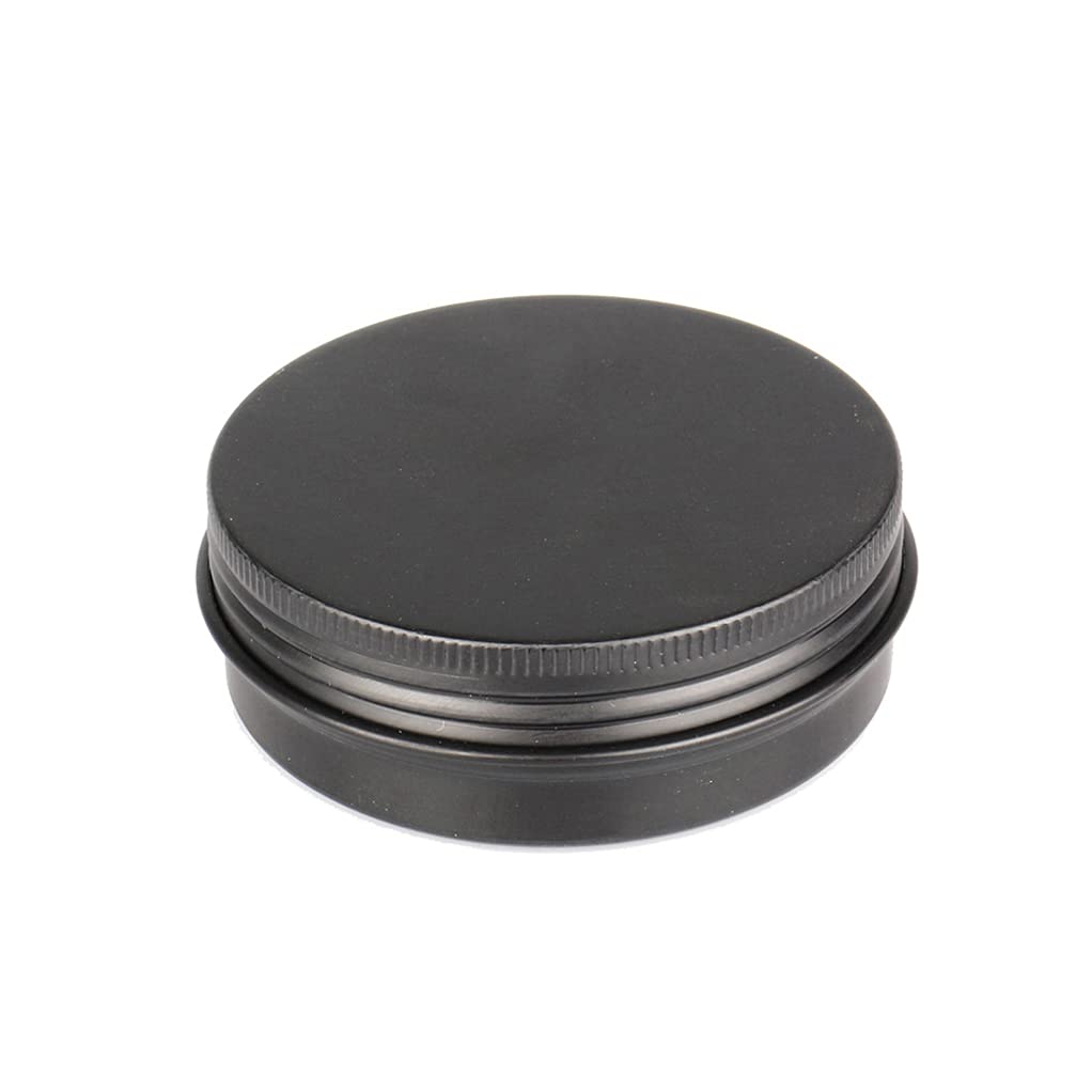 100 Pcs 60ml (60g) Empty Round Black Aluminum Tin Jars with Screw Lids - Cosmetic Containers for Lip Balm, DIY Candle, Salve, Powder Storage - Includes 3 Aluminum Spoons & 100 Labels (5cm Diameter) - Perfect for DIY Crafts, Homemade Beauty Products, and Small Item Organization