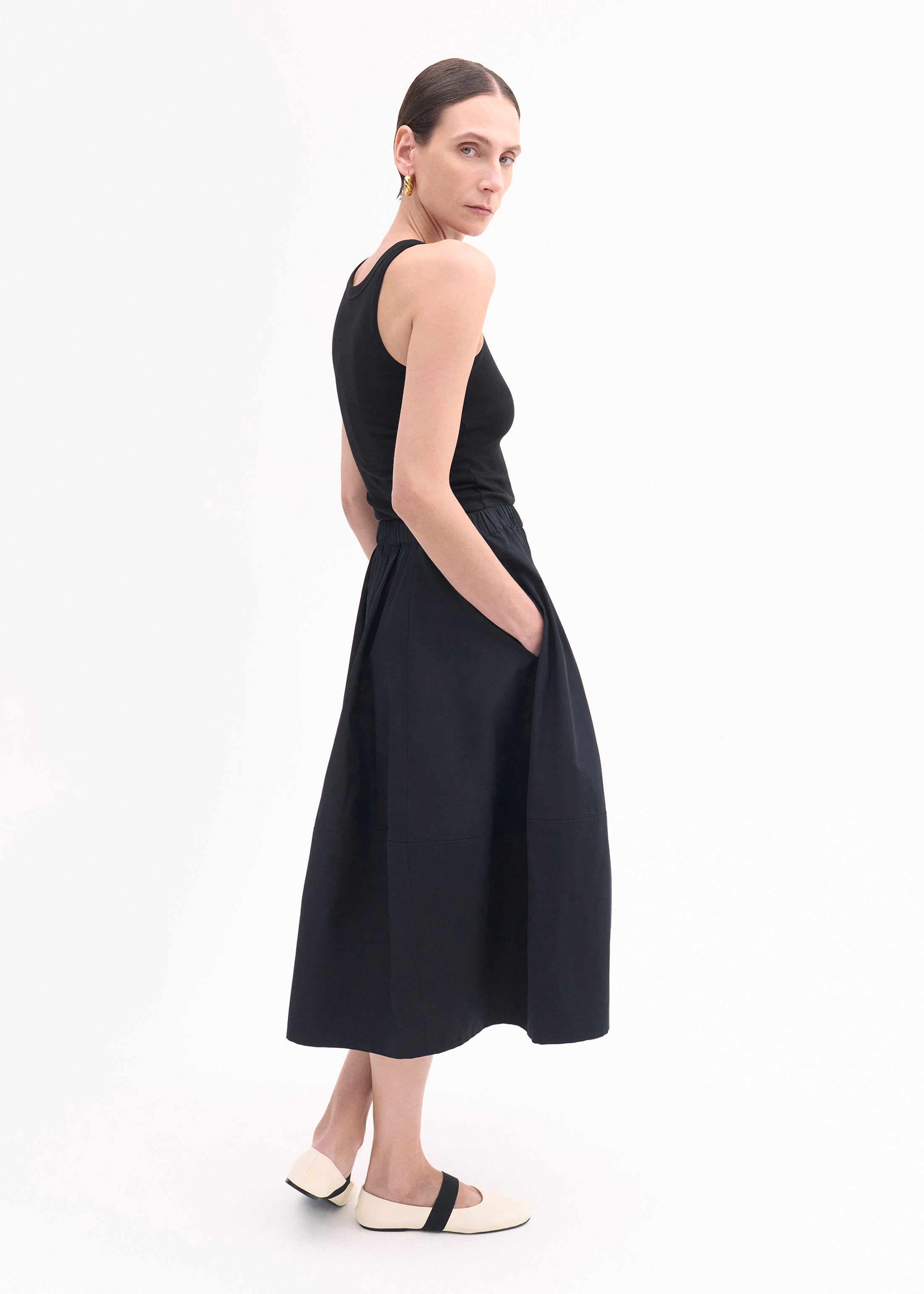 Stylish Black Cotton Poplin Full Skirt for Women - Perfect for Casual Outings, Office Wear & Summer Dresses