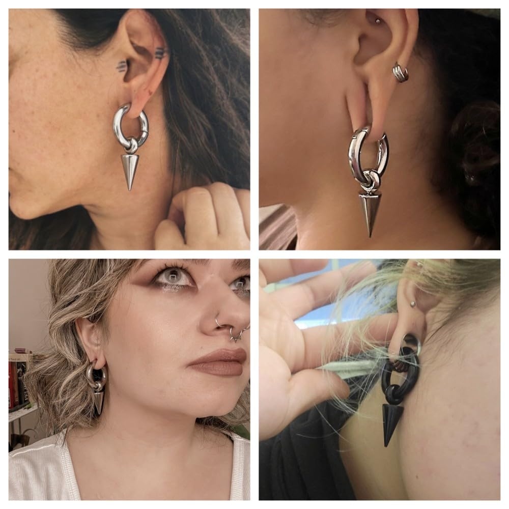 DOEARKO 2PCS 316L Stainless Steel Ear Gauges Hangers & Weights for Stretched Ears - Hypoallergenic Body Jewelry for Men & Women - Perfect for Daily Wear, Parties and Body Piercing Tunnels