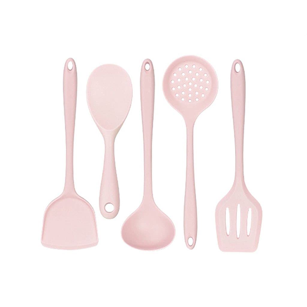 Heat Resistant Nonstick Silicone Cookware Set - 5-Piece Kitchen Baking Tools Kit with Utensils (Pink) | Perfect for Baking, Cooking & Kitchen Accessories