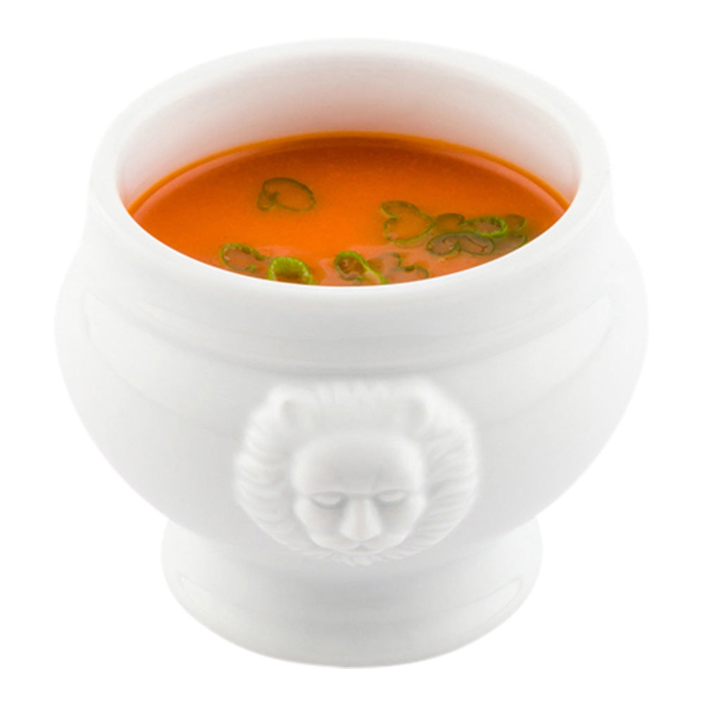 6 oz White Porcelain Lion Head Soup Bowls - Set of 10, Round Asian Style Rice Noodle Bowls (4