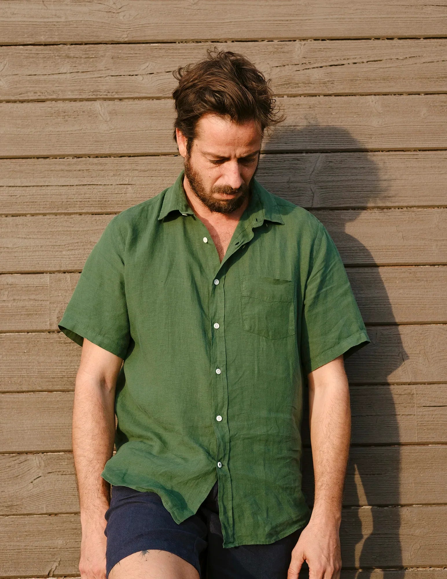 Premium Linen Shirt for Men - Breathable & Comfortable Summer Casual Wear - Praia Green - Perfect for Beach, Travel & Outdoor Activities