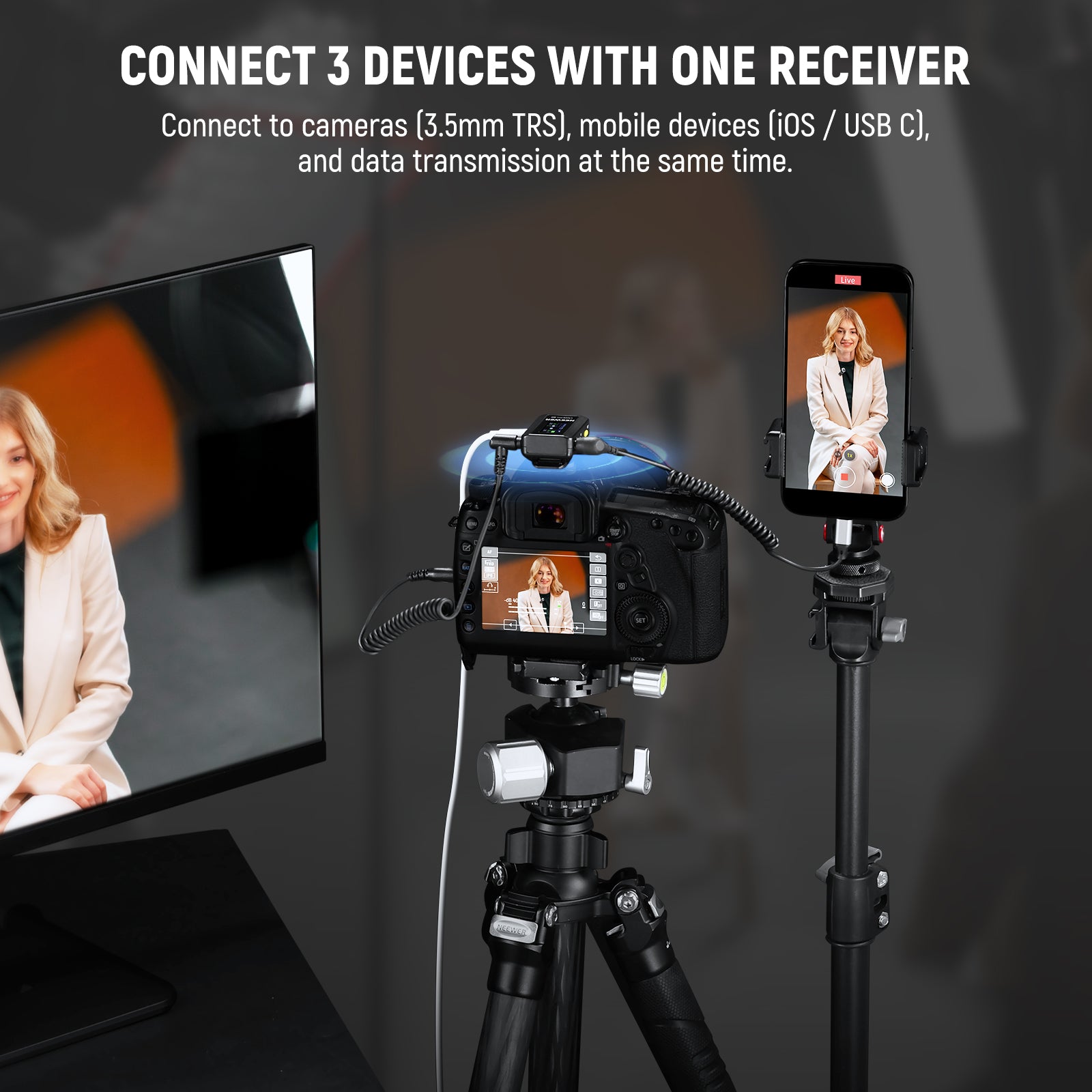 NEEWER CM28 PRO Wireless Lavalier Microphone System with Charging Case - Compact Clip-on Mic for YouTube, Podcasting, Interviews & Live Streaming