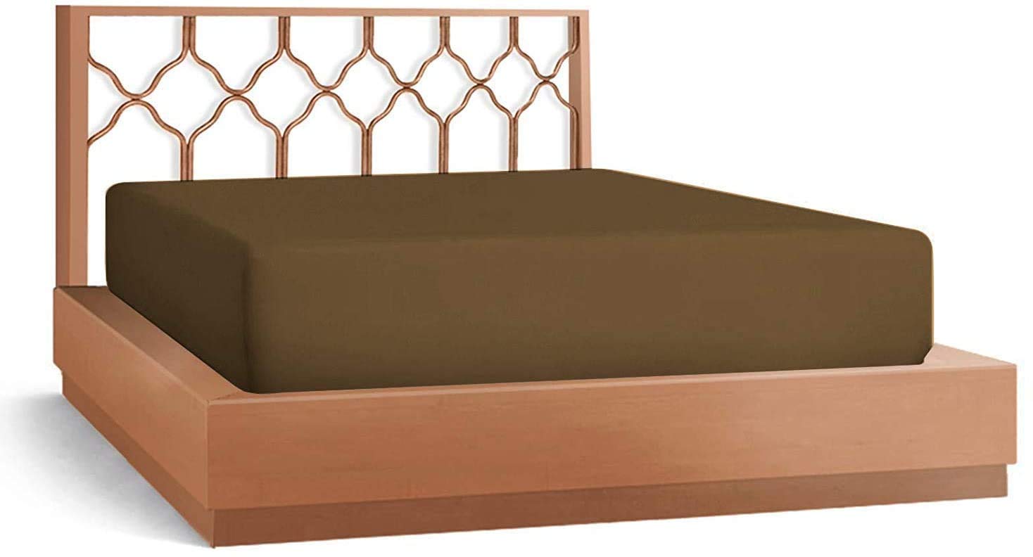 Premium 100% Giza Egyptian Cotton Fitted Sheet - Twin XL Size, 1000 Thread Count, Taupe Solid Color - Deep Pocket Fits Mattress Up to 18