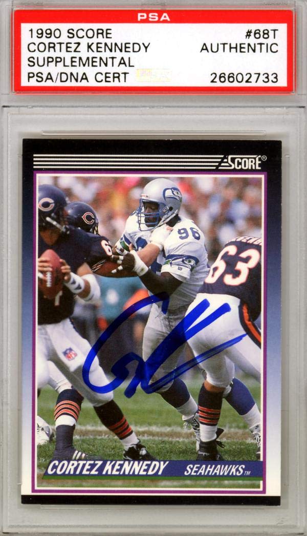 Cortez Kennedy Autographed 1990 Score Rookie Card #68T Seattle Seahawks PSA/DNA Certified - Football Collectible for Fans & Memorabilia Display
