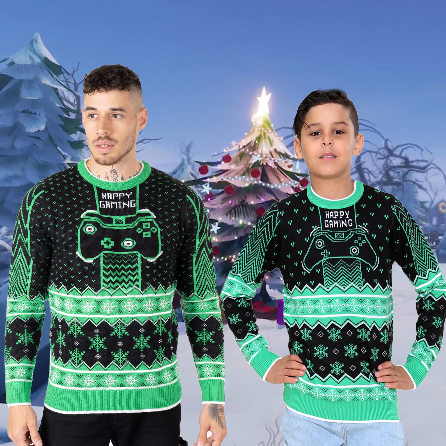 NOROZE Retro Christmas Gaming Sweater for Men, Women & Kids - Family Matching Pullover for Holiday Parties & Cozy Gaming Nights