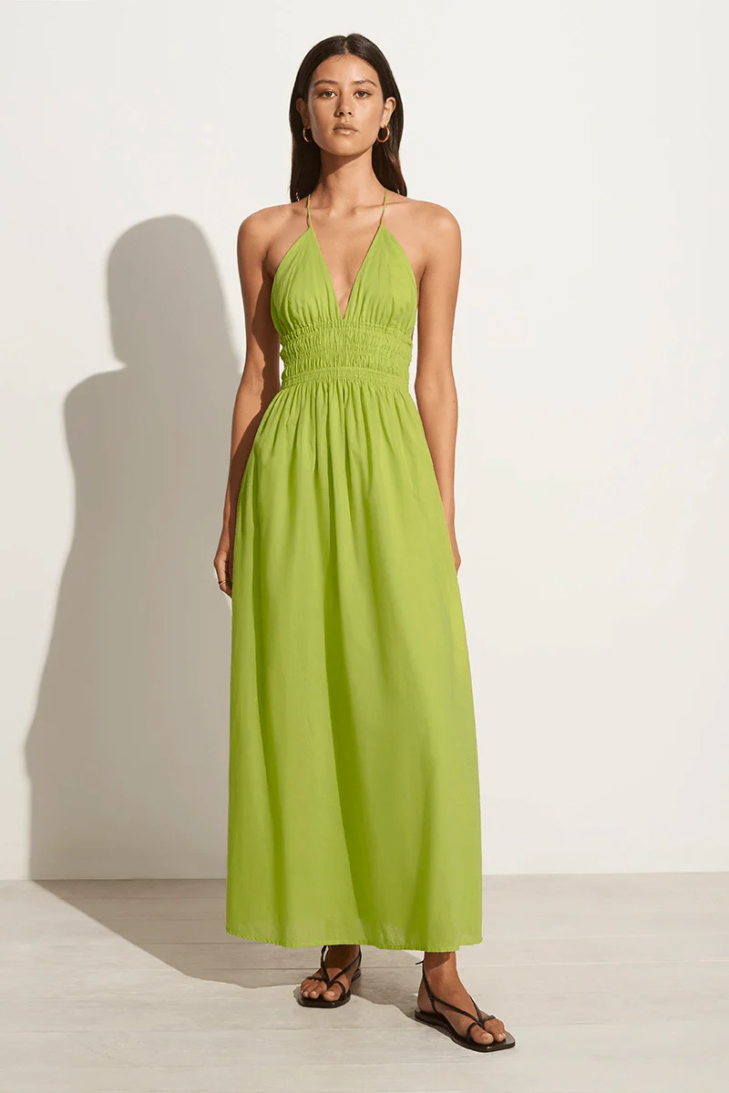 Bisetta Maxi Dress - Flowy Summer Dress for Women, Kiwifruit Print, Boho Chic Style - Perfect for Beach Vacations, Parties & Casual Outings