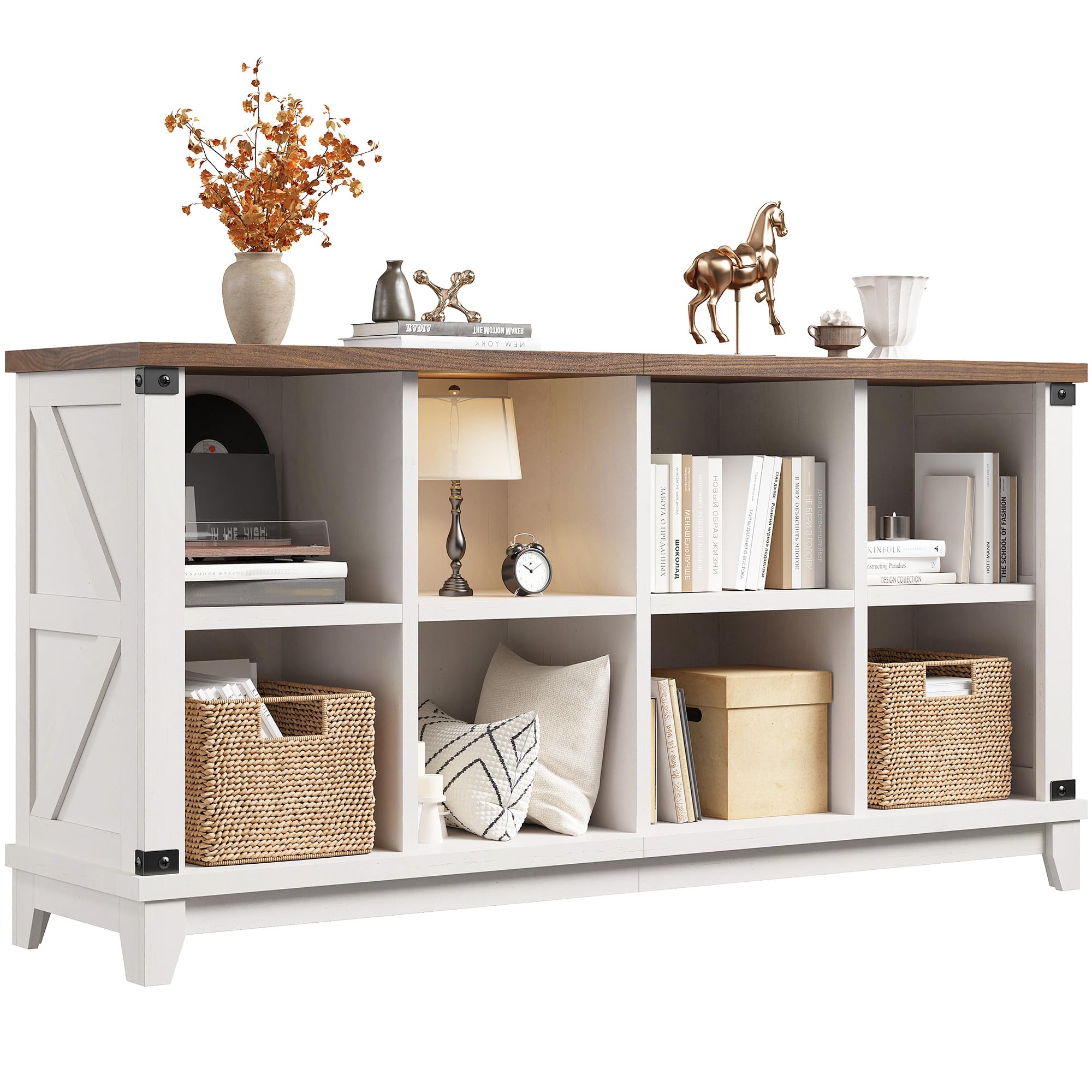 EnHomee 8-Cube Storage Organizer - White Bookshelf with Storage Cubes, Modular Shelf Organizer for Bedroom, Living Room & Home Office - Perfect for Organizing Books, Toys, Decor & Office Supplies