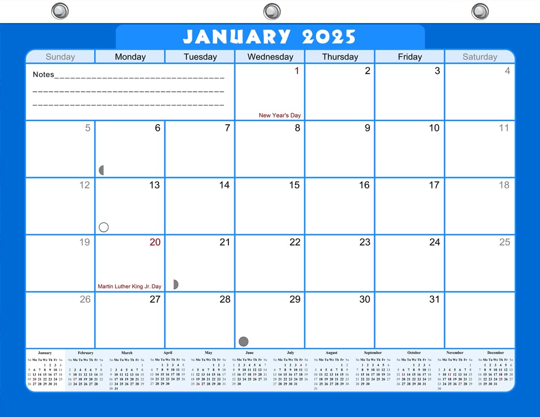 2025 Calendar - 12 Month Student Planner for 3-Ring Binder, Desk & Wall | Academic Schedule Organizer, School & Office Use | Perfect for Homework Tracking & Time Management