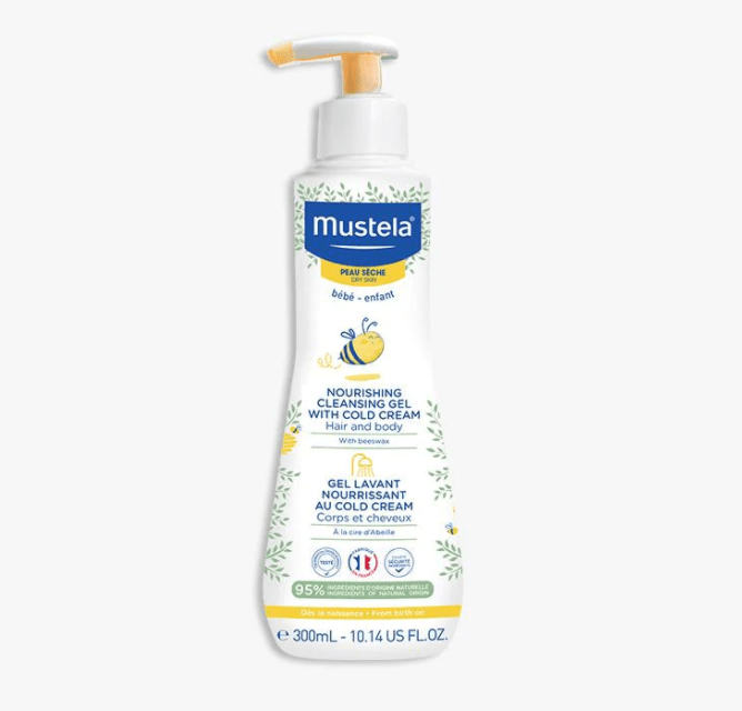 Mustela Cold Cream Nourishing Cleansing Gel for Dry Skin - 10.1 fl oz (300ml) | Gentle Baby Wash & Body Cleanser for Sensitive Skin | Perfect for Newborns, Infants & Kids Daily Bath Time