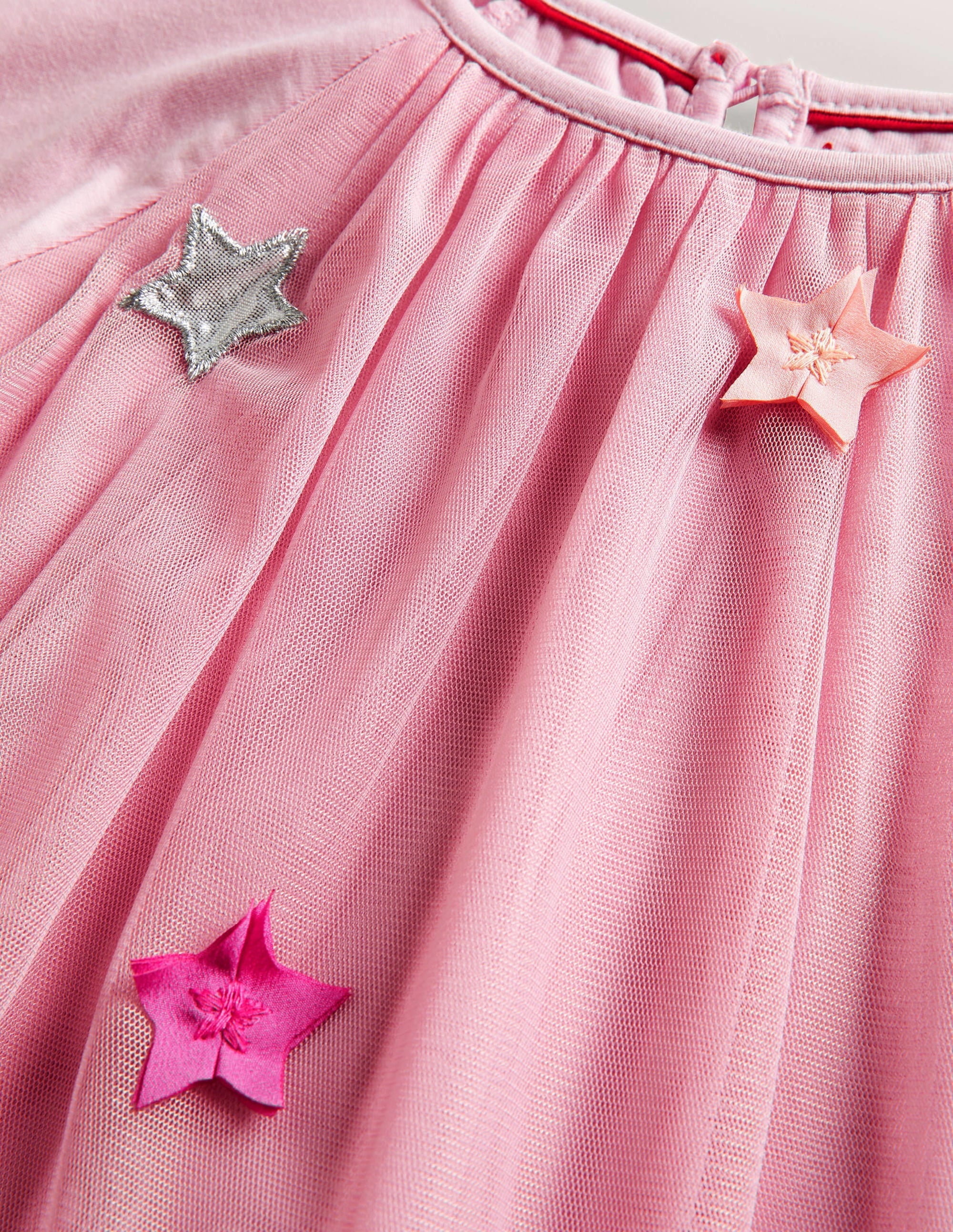 Elegant Appliqué Tulle Top in Cameo Pink with Flutter Stars - Perfect for Parties, Weddings & Special Occasions