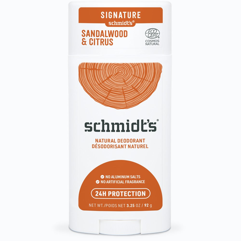 Schmidt's Naturals Sandalwood & Citrus Natural Deodorant for Men & Women - Aluminum Free, Vegan & Cruelty-Free - Fresh Scent for All-Day Protection at Work, Gym & Outdoor Activities