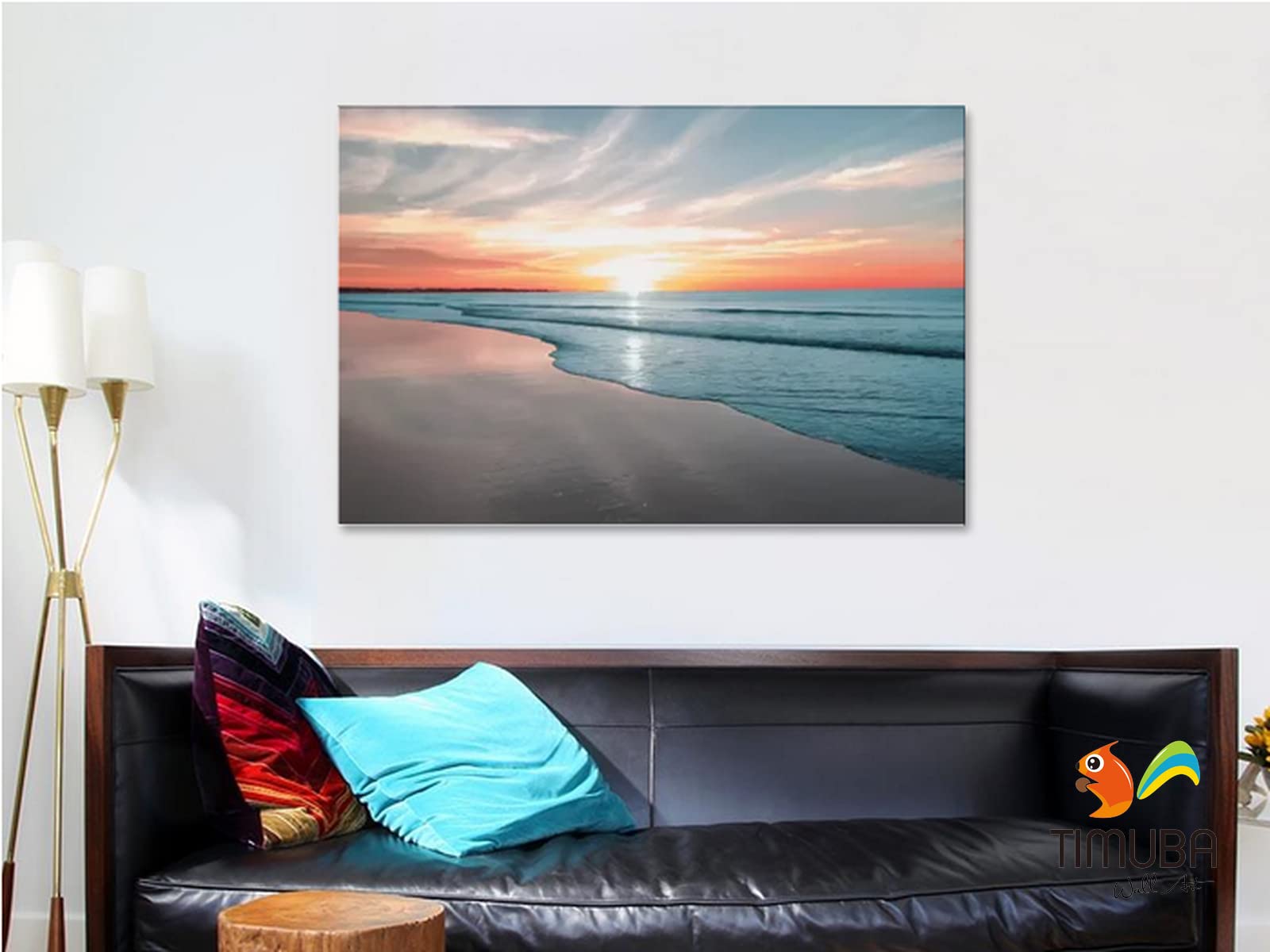 Beach Wall Art Decor - Ocean Sunset Canvas Print for Bathroom & Bedroom - Coastal Themed Home Decor 32x48 Inches - Perfect for Beach House, Vacation Rental or Coastal Style Interior Design