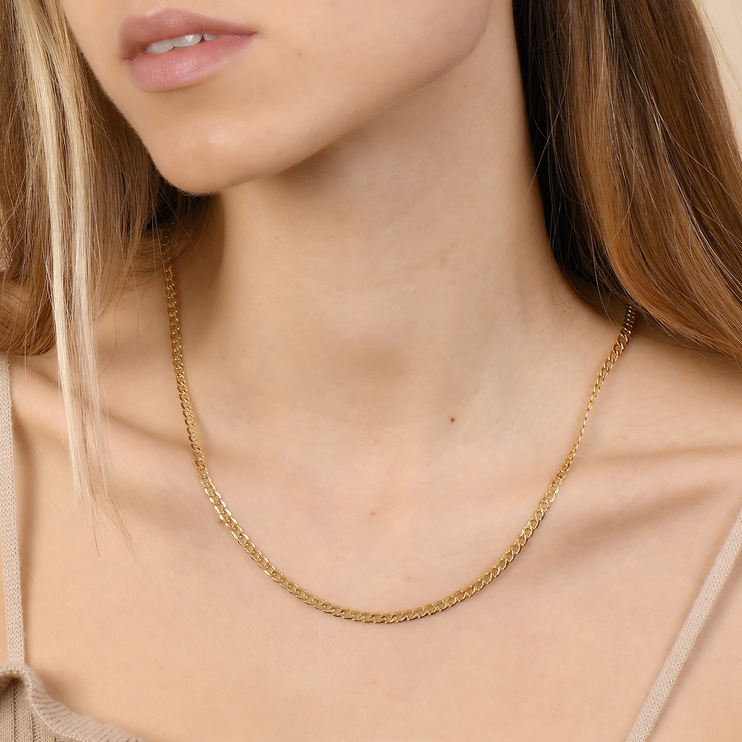 10K Yellow Gold 3.5MM Curb Chain Bracelet & Necklace for Men & Women | Unisex Cuban Link Jewelry | Perfect for Gifts, Anniversaries & Everyday Wear