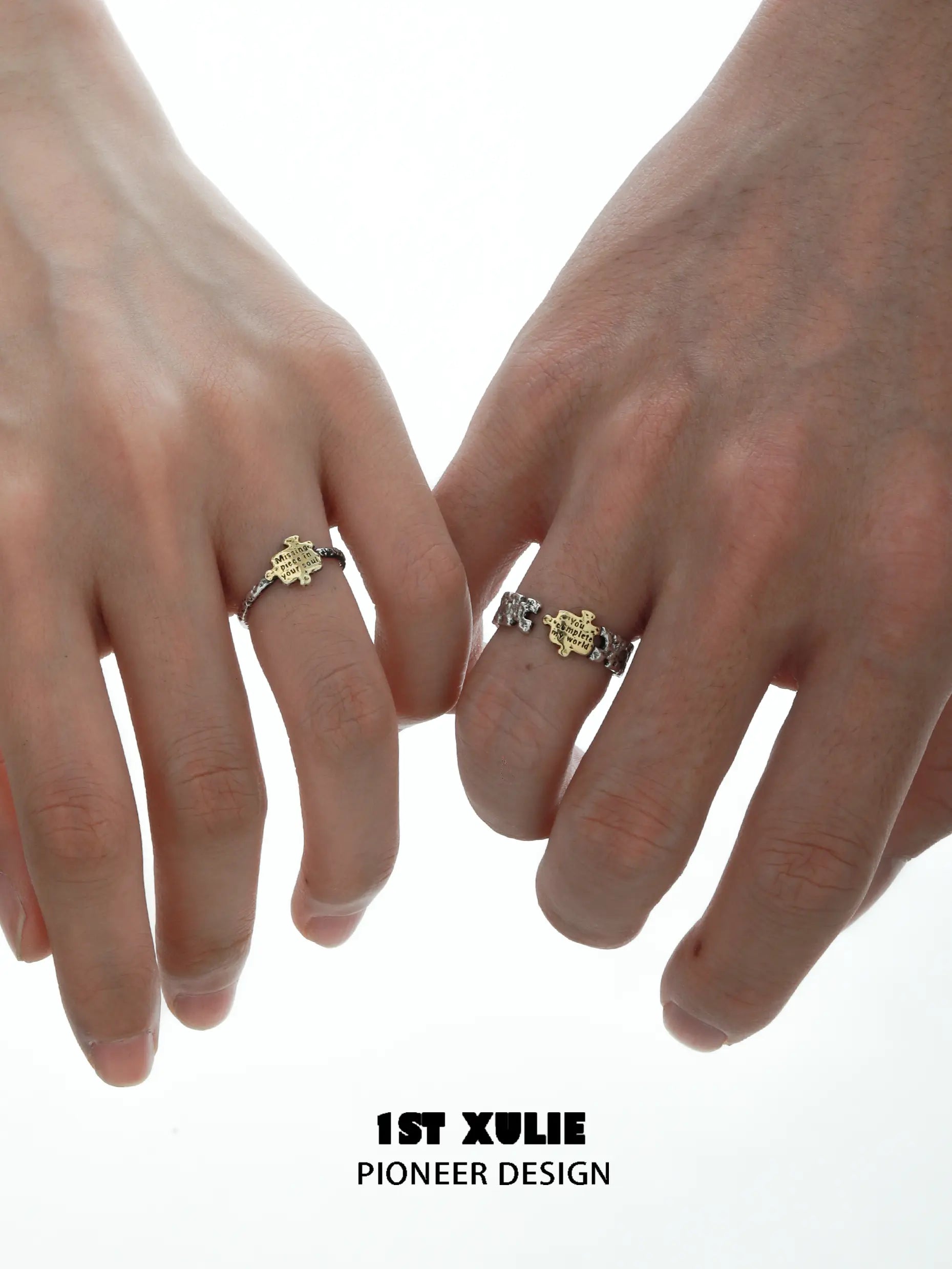 Immortal Lover 925 Sterling Silver Jigsaw Adjustable Open Ring™ - Unique Puzzle Design Jewelry for Couples, Gifts & Everyday Wear