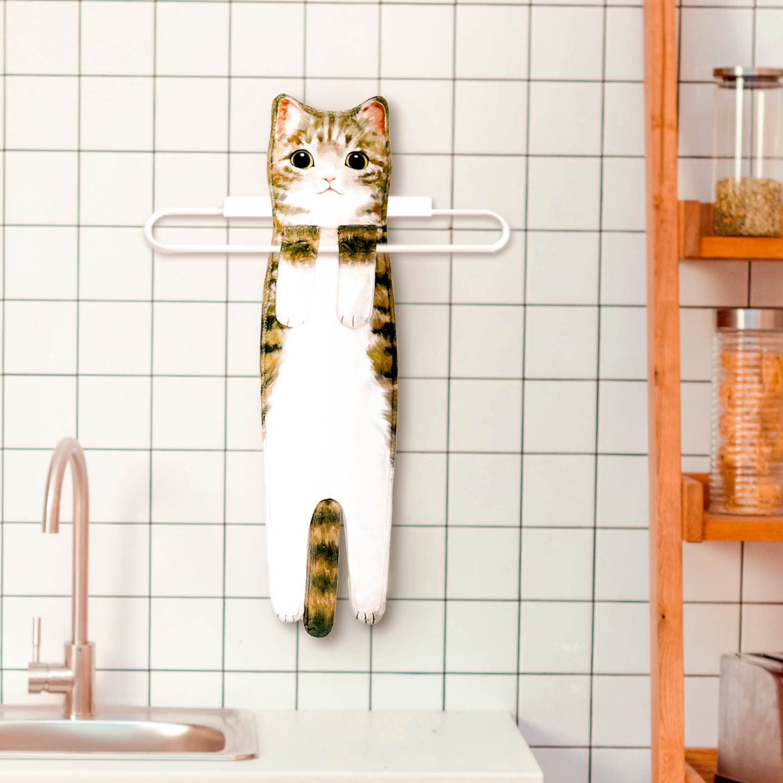 Cute Cat Quick-Dry Hand Towels for Bathroom & Kitchen - Absorbent Hanging Face Towels Set - Funny Gifts for Cat Lovers - Yellow - Perfect for Bathroom Decor, Kitchen Essentials & Cat-Themed Gifts