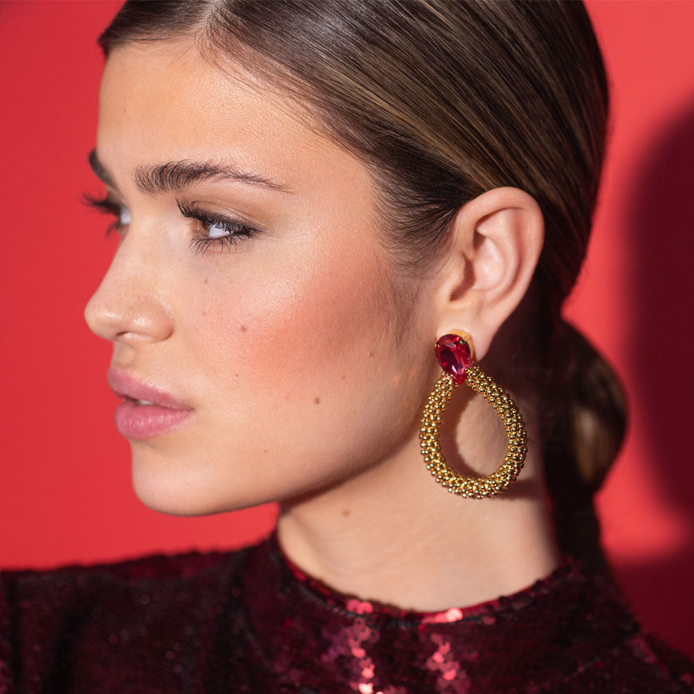 Classic Rope Earrings in Mulberry Red - Elegant Dangle Jewelry for Women | Perfect for Parties, Weddings & Everyday Wear