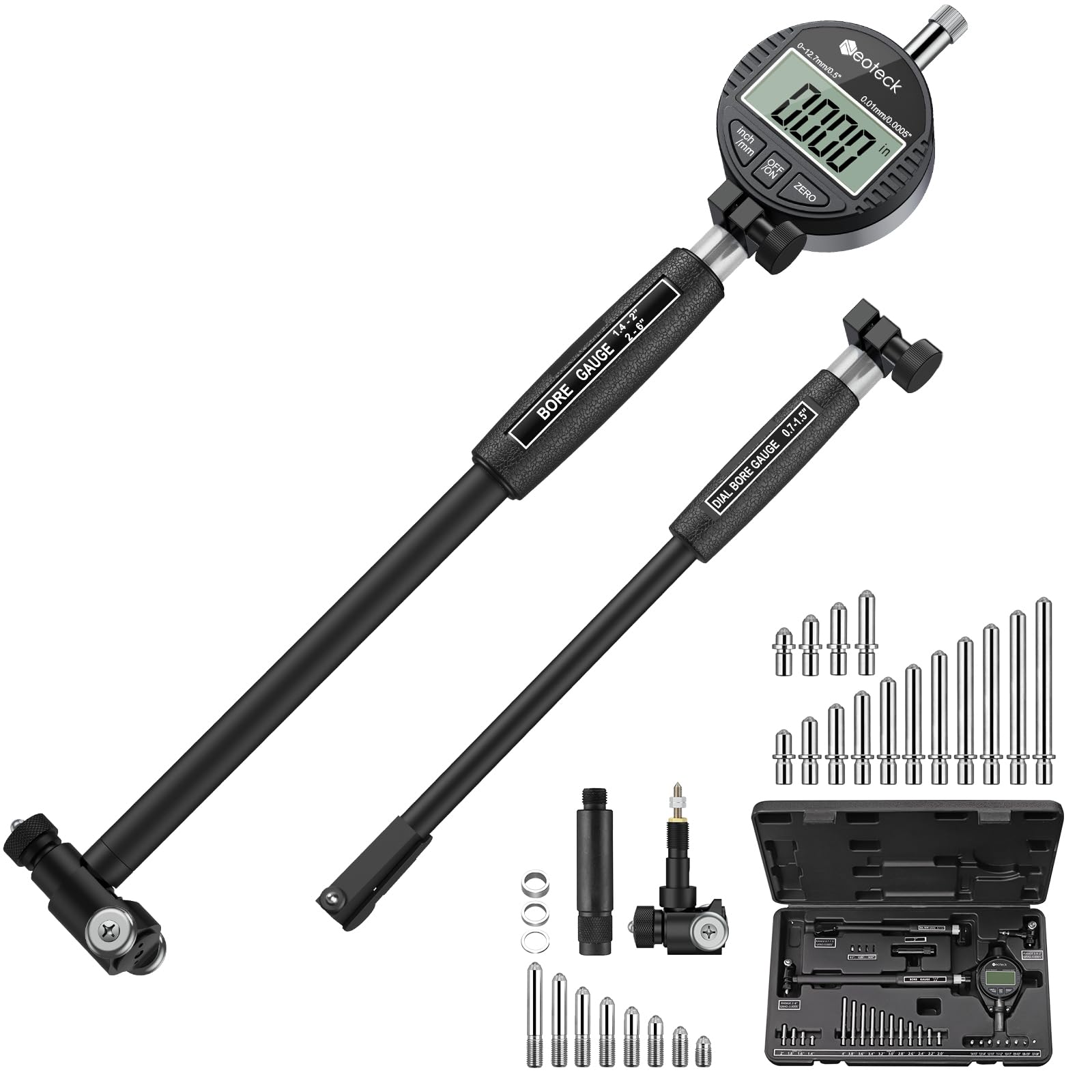Neoteck Digital Dial Indicator Bore Gauge Set - 0.7