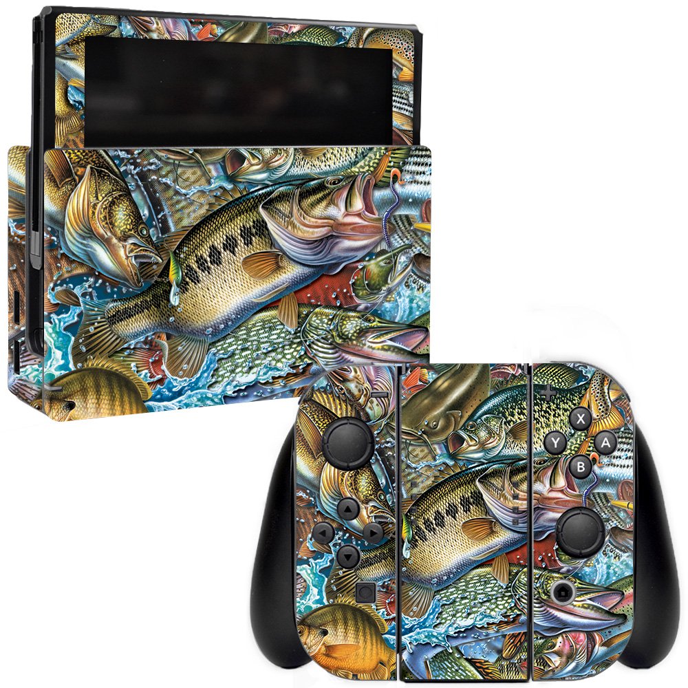 MightySkins Vinyl Decal Wrap Cover for Nintendo Switch - Protective & Durable Skin with Action Fish Puzzle Design | Easy to Apply & Remove | Made in USA | Perfect for Gaming, Travel, and Personalization