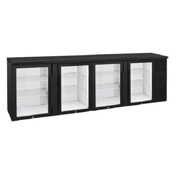 Anvil 4 Door Glass Back Bar Fridge BBZ0400 - Commercial Refrigerator for Bars, Restaurants & Cafes - Energy Efficient Beverage Cooler with Glass Display Doors