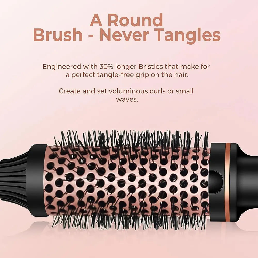 Ceramic Ionic Thermal Curling Brush for Hair - Professional Styling Tool with Fast Heating for Waves & Curls - Perfect for Home Use, Salon Styling & Travel