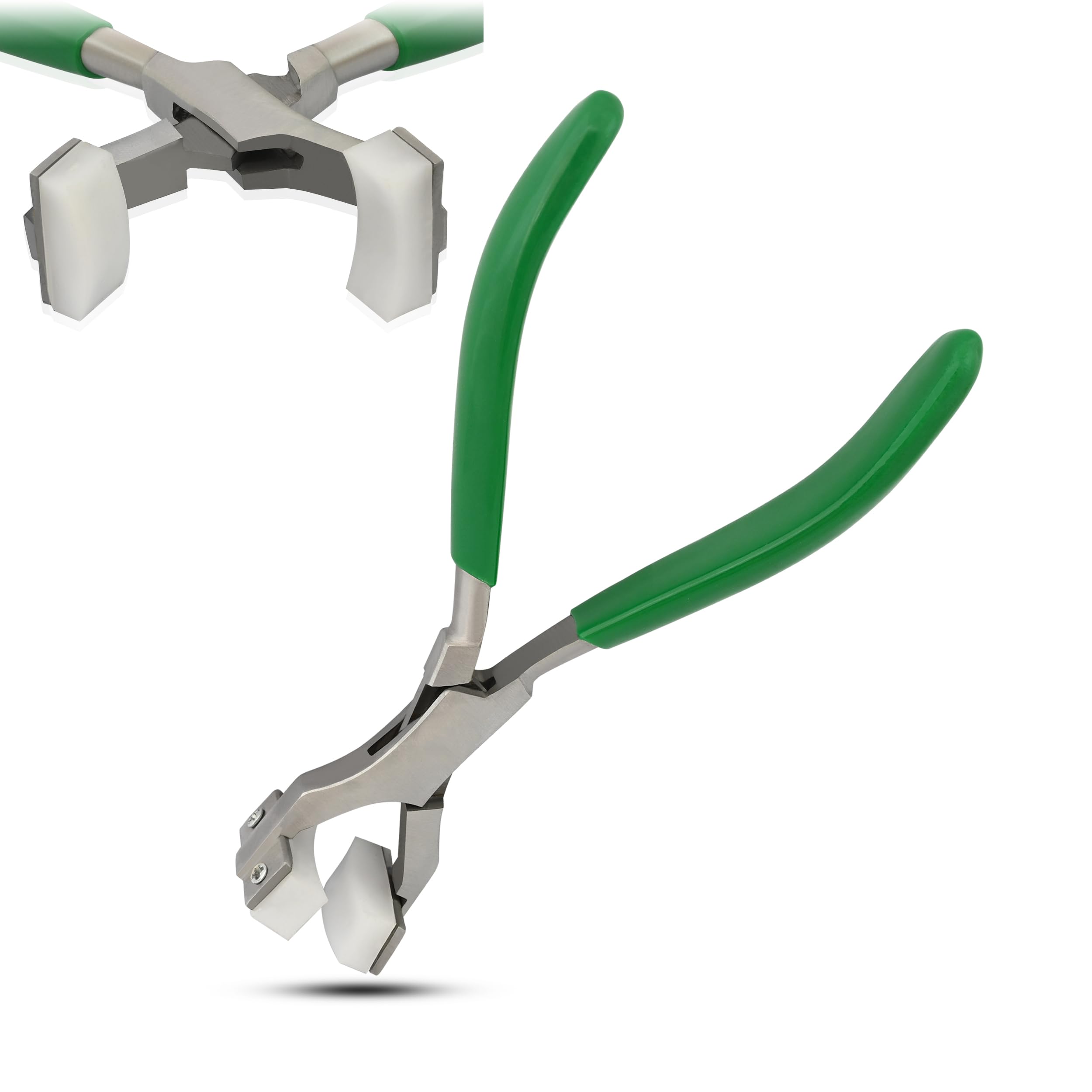 Professional Stainless Steel Jewelry Pliers - OdontoMed2011 Bracelet Repair Tool with Nylon Jaws & Green Grip Handle for Ring Forming, Spring Bending & Jewelry Making | Perfect for DIY Crafts, Jewelry Repair & Wire Work