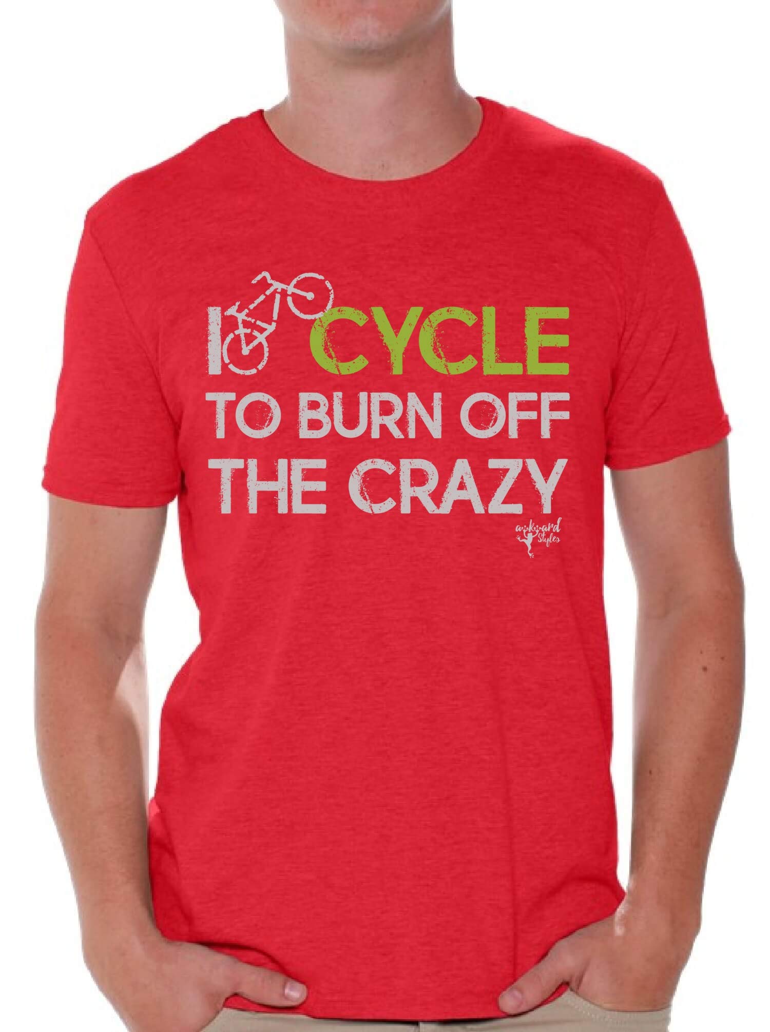 Awkwardstyles Funny Bicycle T-Shirt - 'I Bike to Burn Off The Crazy' Cycling Tee for Men & Women | Perfect Gift for Cyclists, Bike Lovers & Fitness Enthusiasts | Great for Cycling Events, Workouts & Casual Wear