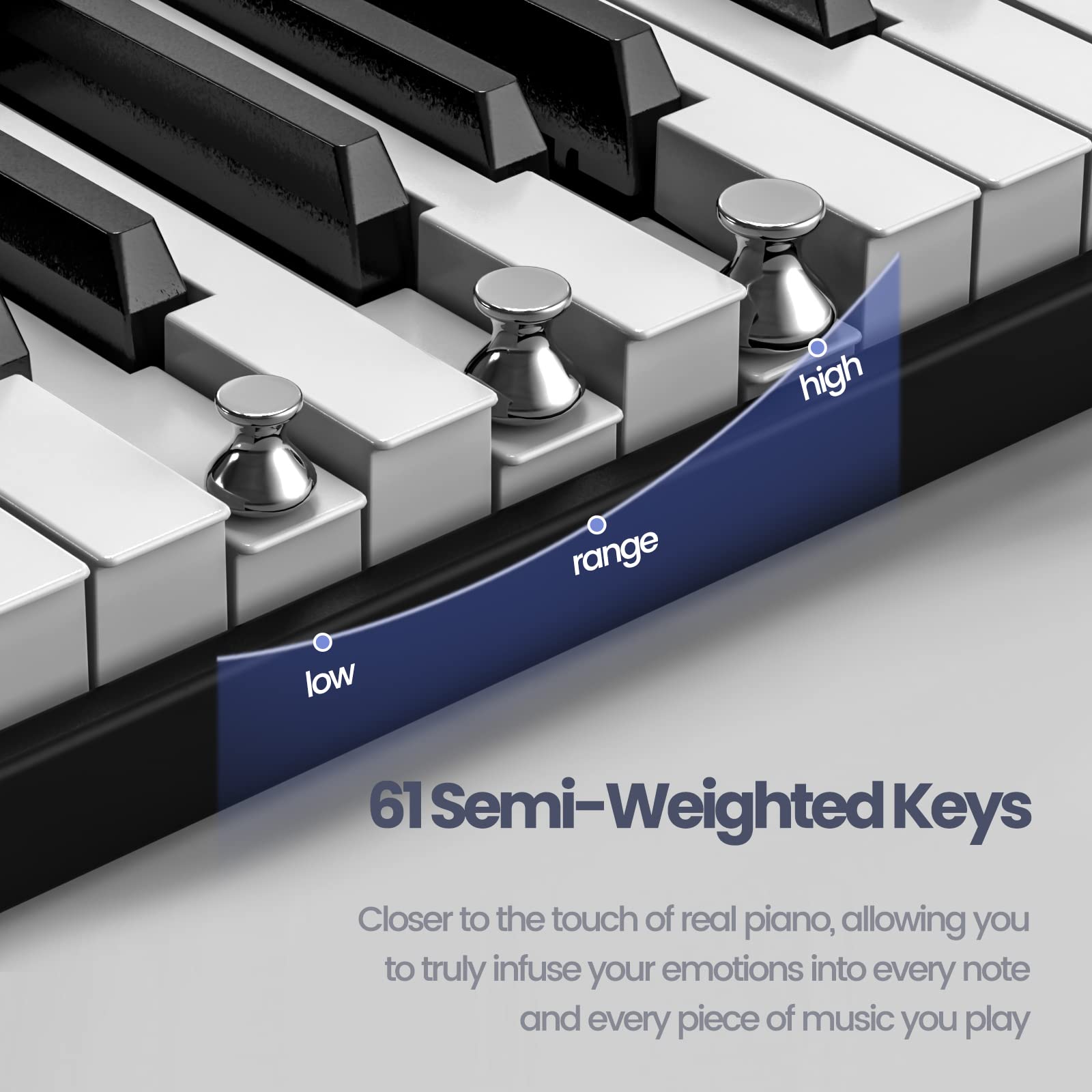 61-Key Folding Digital Piano Keyboard with Bluetooth - Rechargeable, Touch Sensitive & Semi-Weighted Keys | Portable Electric Piano for Beginners, Teens & Adults | Includes Piano Bag & Stand | Perfect for Home Practice, Music Lessons & Live Performances