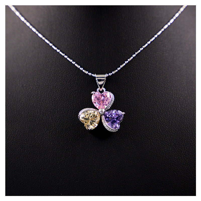Clover Zircon Diamond Jewelry Set for Women - Elegant Necklace, Earrings & Bracelet Gift Set - Perfect for Weddings, Parties & Special Occasions