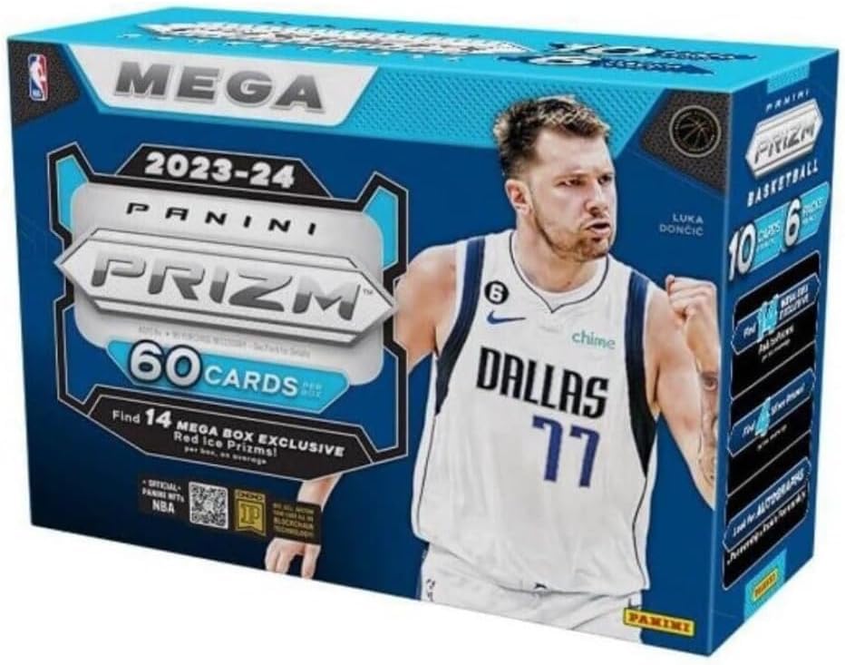 2023-24 Panini Prizm Basketball Mega Box - 60 Trading Cards Per Box with Blue Parallels | NBA Collectibles for Fans & Investors | Perfect for Trading, Collecting & Display