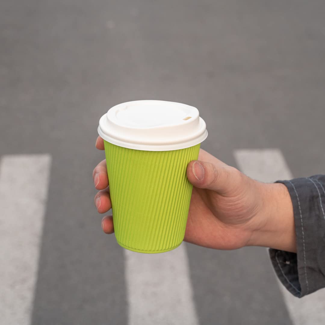 12oz Disposable Paper Coffee Cups (25 Pack) - Leakproof & Insulated Ripple Wall Hot Cups | Eco-Friendly, Recyclable | Perfect for Coffee Shops, Offices & Catering Events | Lids Sold Separately