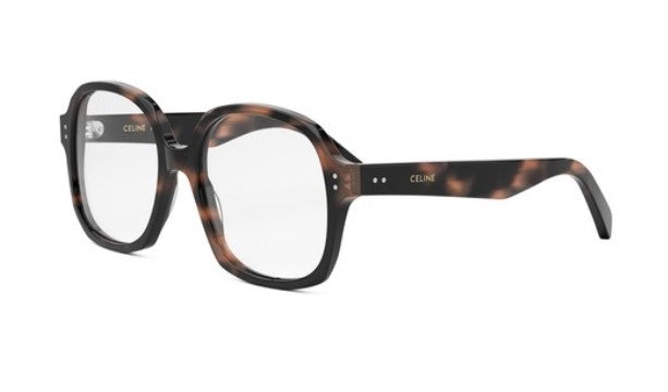 Celine THIN CL50151I 055 Shiny Havana Geometric Women's Eyeglasses - Fashionable Cat Eye Frames for Women, Lightweight & Stylish Glasses for Work, Reading & Everyday Wear