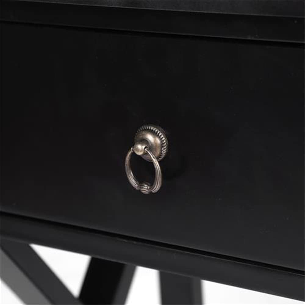 Modern Wooden End Table with Drawer & Storage Shelf - Nightstand, Sofa Side Table for Living Room & Bedroom - Black - Perfect for Small Spaces, Coffee Table Companion, Bedside Storage Solution