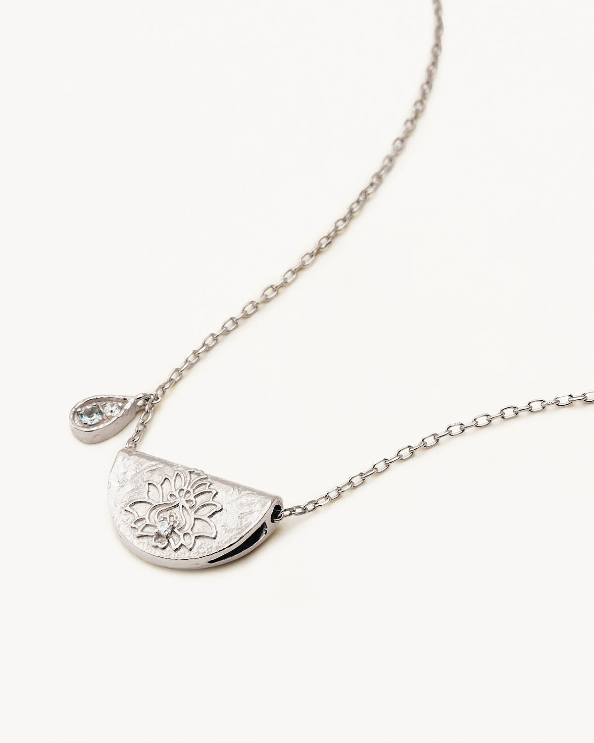 March Birthstone Necklace - Sterling Silver Aquamarine Lotus Pendant for Women | Perfect Gift for Birthday, Anniversary & Mother’s Day