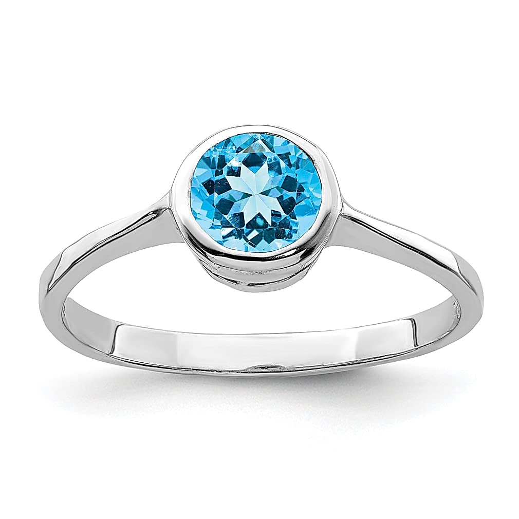 925 Sterling Silver Blue Topaz Band Ring - Dainty Gemstone Jewelry for Women | Elegant Gift for Her, Birthday, Anniversary & Special Occasions | Perfect for Everyday Wear & Formal Events