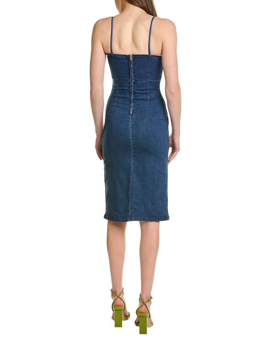 & ROUGE Denim Midi Dress for Women - Vintage Blue Denim Dress with Flattering Fit - Perfect for Casual Outings, Date Nights & Summer Events
