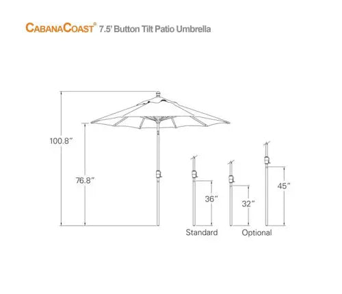 7.5 ft Outdoor Patio Umbrella with Crank Lift - Sun Shade for Garden, Poolside, Backyard, and Deck - Waterproof & UV Protection Canopy