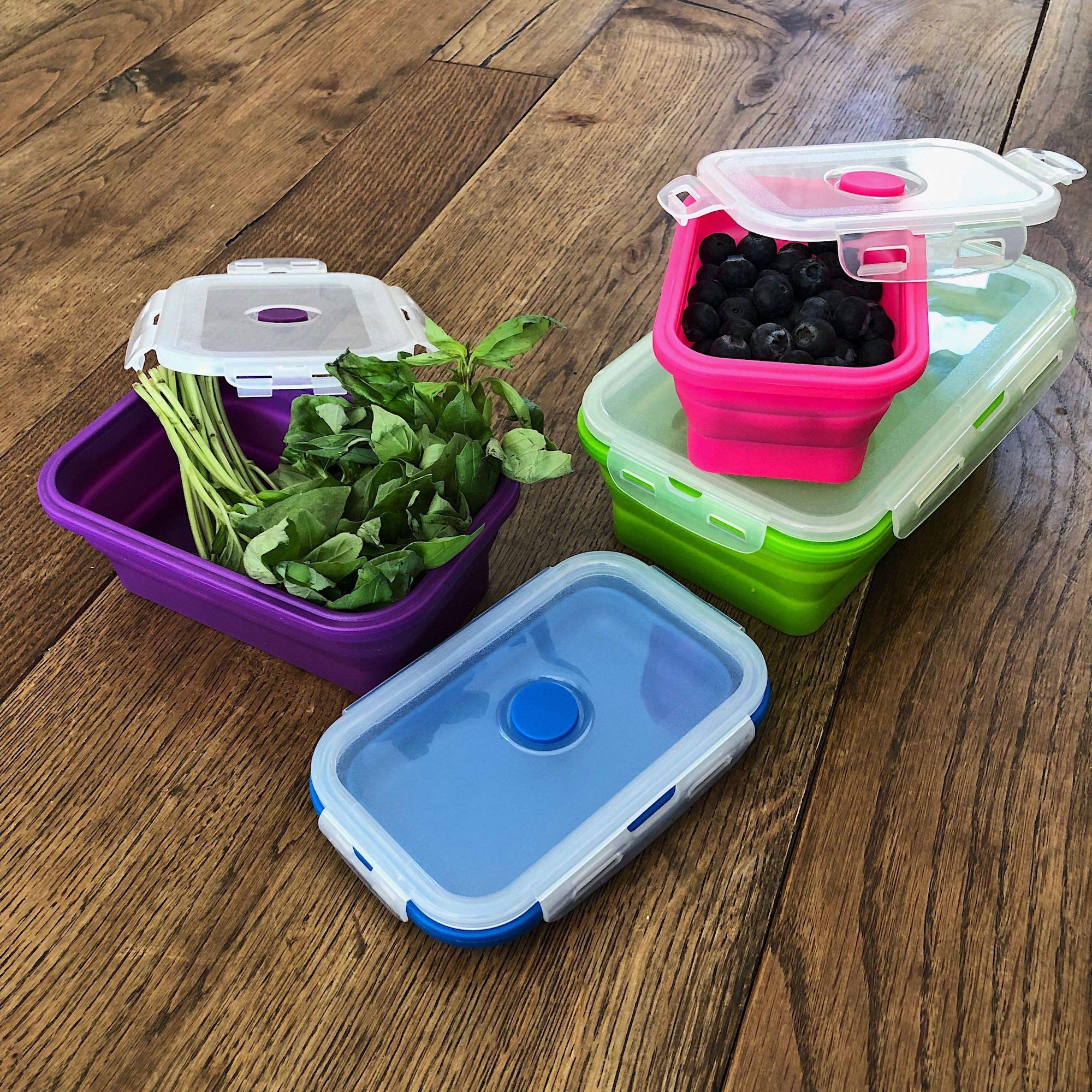Jean-Patrique 4-Piece Collapsible Silicone Food Storage Containers Set - Airtight, Leak-Proof, BPA-Free, Microwave & Dishwasher Safe - Perfect for Meal Prep, Leftovers & On-the-Go Snacks